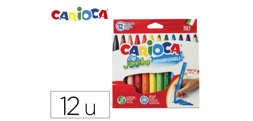Rotulador carioca jumbo punta gruesa estuche de 12 unidades colores surtidos