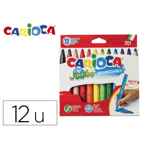Rotulador carioca jumbo punta gruesa estuche de 12 unidades colores surtidos
