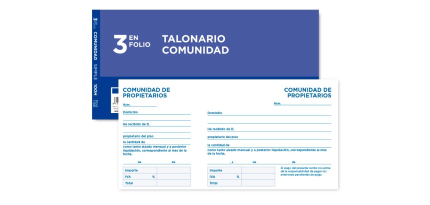Talonario liderpapel comunidad tres en folio 106 con iva