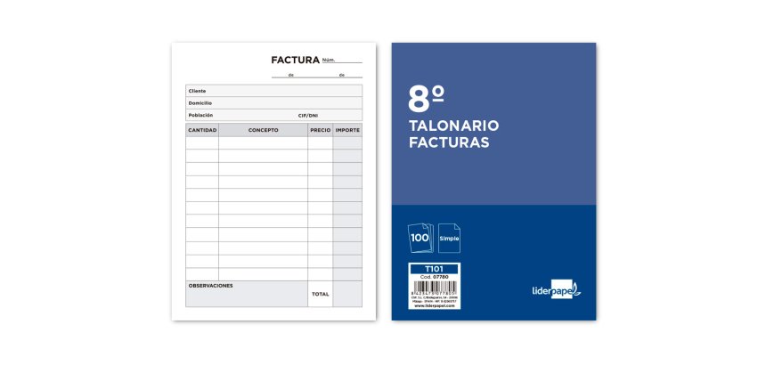 Talonario liderpapel facturas octavo -sin iva- 101