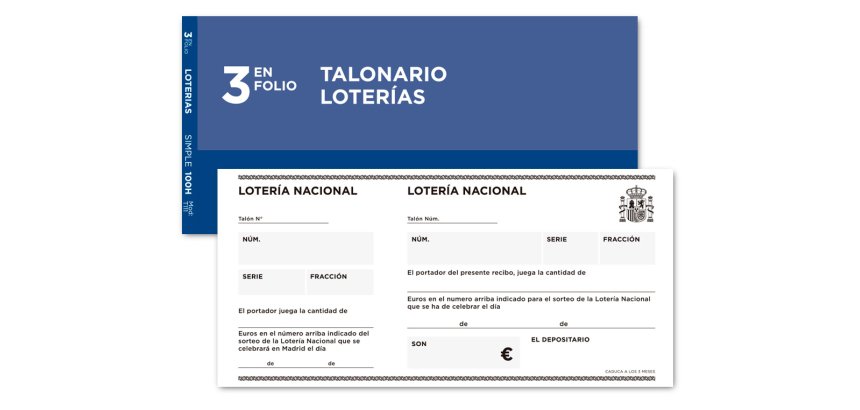 Talonario liderpapel loteria tres en folio 111