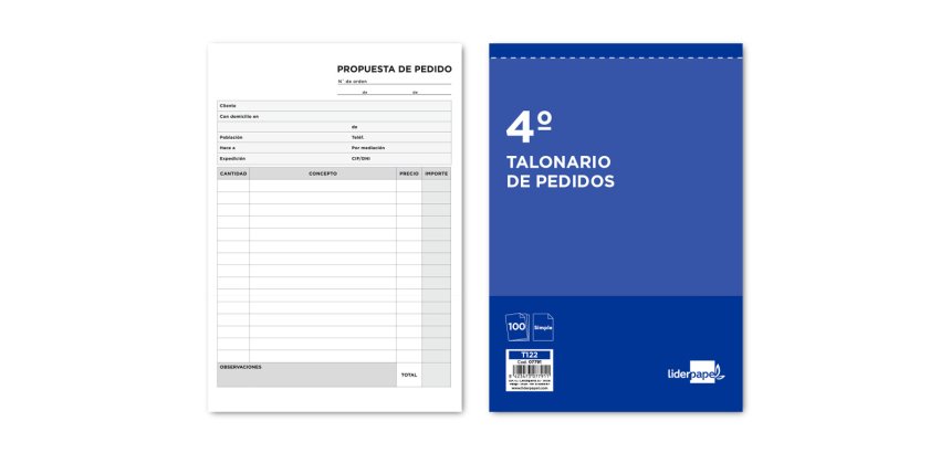 Talonario liderpapel pedidos cuarto original 122