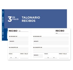 Talonario liderpapel recibos tres en folio apaisado