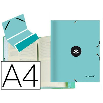 Carpeta antartik clasificadora a4 12 departamentos gomas carton forrado color menta
