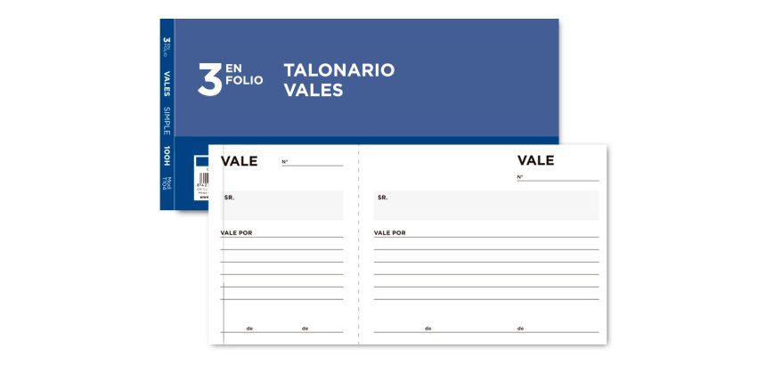 Talonario liderpapel vales tres en folio 104