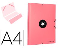 Carpeta antartik clasificadora a4 12 departamentos gomas carton forrado color coral