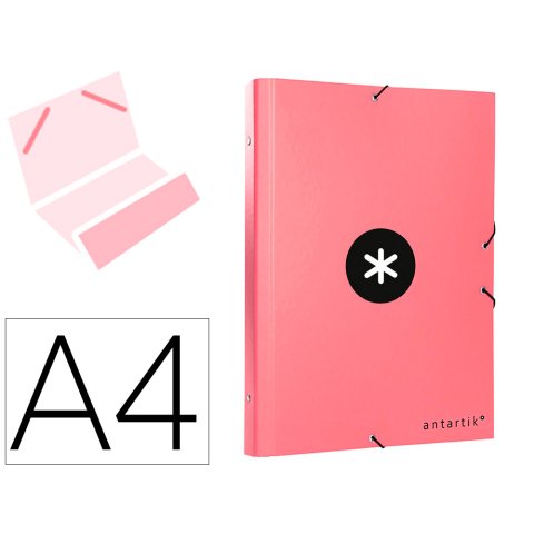 Carpeta antartik clasificadora a4 12 departamentos gomas carton forrado color coral
