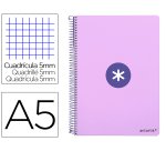Cuaderno espiral liderpapel a5 antartik tapa dura 80h 100 gr cuadro 5mm color lavanda