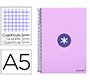 Cuaderno espiral liderpapel a5 antartik tapa dura 80h 100 gr cuadro 5mm color lavanda