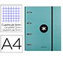 Carpeta con recambio antartik a4 cuadro 5mm forrada 4 anillas 40mm redondas con solapa color menta