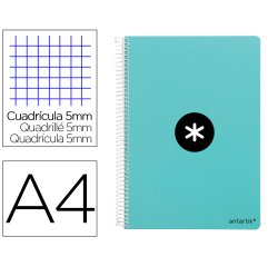 Cuaderno espiral antartik a4 micro tapa dura 80h 100 gr cuadro 5mm sin bandas 4 taladros color menta