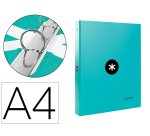 Carpeta antartik a4 forrada 4 anillas 25 mm redondas color menta