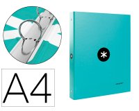 Carpeta antartik a4 forrada 4 anillas 25 mm redondas color menta