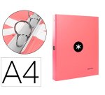 Carpeta antartik a4 forrada 4 anillas 25 mm redondas color coral