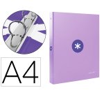 Carpeta antartik a4 forrada 4 anillas 25 mm redondas color lavanda