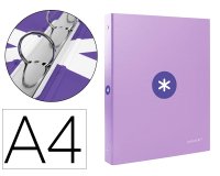 Carpeta antartik a4 forrada 4 anillas 25 mm redondas color lavanda