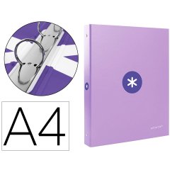 Carpeta antartik a4 forrada 4 anillas 25 mm redondas color lavanda