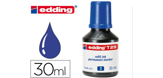 Tinta rotulador edding t-25 azul bote 30 ml