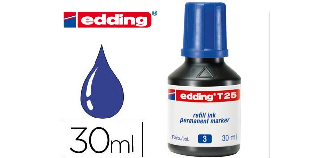 Tinta rotulador edding t-25 azul bote 30 ml