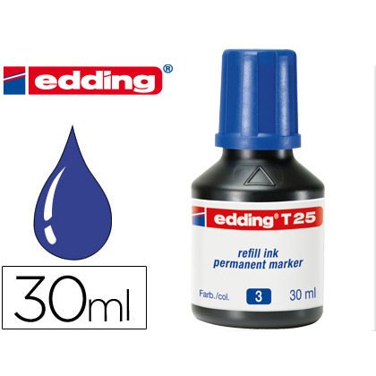 Tinta rotulador edding t-25 azul bote 30 ml