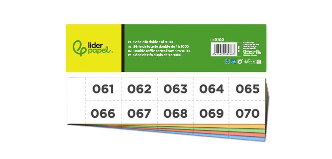 Tira de rifa liderpapel doble 1 al 1000