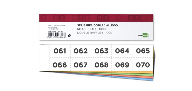 Tira de rifa liderpapel doble 1 al 1000