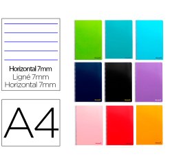 Cuaderno espiral liderpapel a4 micro smart tapa blanda 80h 60gr horizontal 7mm doble margen 4 taladros colores
