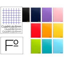 Cuaderno espiral liderpapel folio smart tapa blanda 80h 60gr cuadro 6mm con margen colores surtidos