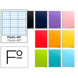 Cuaderno espiral liderpapel folio smart tapa blanda 80h 60gr rayado nº46 colores surtidos