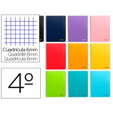 Cuaderno espiral liderpapel cuarto smart tapa blanda 80h 60gr cuadro 6mm con margen colores surtidos