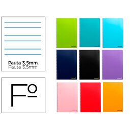 Cuaderno espiral liderpapel folio smart tapa blanda 80h 60gr pauta 3,5mm con margen colores surtidos