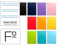 Cuaderno espiral liderpapel folio smart tapa blanda 80h 60gr pauta 2,5mm con margen colores surtidos