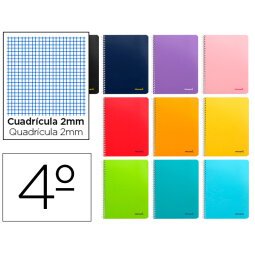 Cuaderno espiral liderpapel cuarto smart tapa blanda 80h 60gr milimetrado 2mm colores surtidos