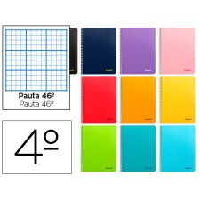 Cuaderno espiral liderpapel cuarto smart tapa blanda 80h 60gr rayado nº46 colores surtidos