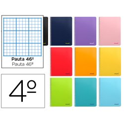 Cuaderno espiral liderpapel cuarto witty tapa dura 80h 75gr rayado nº46 colores surtidos