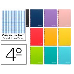 Cuaderno espiral liderpapel cuarto witty tapa dura 80h 75gr milimetrado 2mm colores surtidos