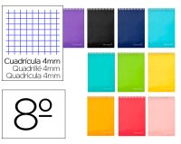 Cuaderno espiral liderpapel bolsillo octavo apaisado witty tapa dura 80h 60g cuadro 4 mm colores surtidos 105x155 mm
