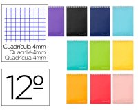Cuaderno espiral liderpapel bolsillo doceavo apaisado witty tapa dura 80h 60gr cuadro 4 mm colores surtidos