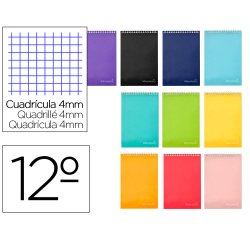 Cuaderno espiral liderpapel bolsillo doceavo apaisado witty tapa dura 80h 75gr cuadro 4 mm colores surtidos