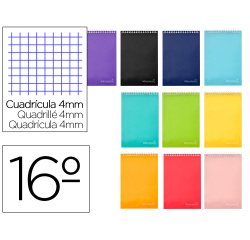 Cuaderno espiral liderpapel bolsillo diecisesisavo apaisado witty tapa dura dura 80h 60 grcuadro 4 mm colores stdos.