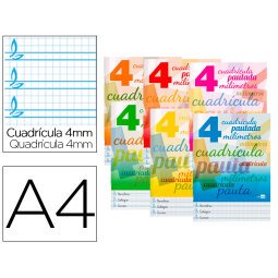 Libreta liderpapel pautaguia tapa cartoncillo 32 hojas din a4 70 gr cuadriculado pautado 4 mm