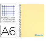Cuaderno espiral liderpapel a6 micro wonder tapa plastico 120h 90 gr cuadro 5mm 4 bandas color amarillo