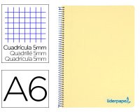 Cuaderno espiral liderpapel a6 micro wonder tapa plastico 120h 90 gr cuadro 5mm 4 bandas color amarillo