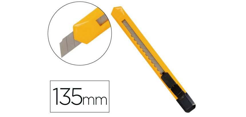 Cuter q-connect plastico estrecho cuchilla 9 mm xd-04 con clip blister 1 unidad