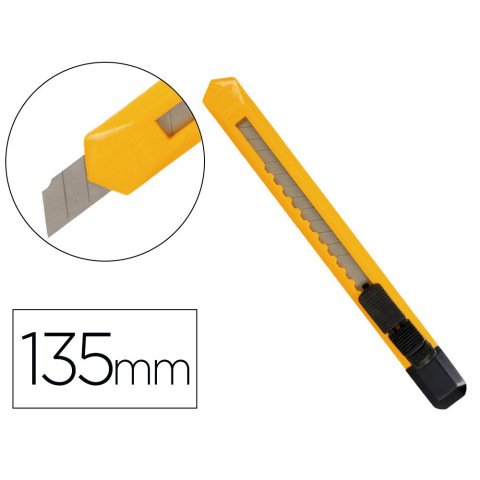 Cuter q-connect plastico estrecho cuchilla 9 mm xd-04 con clip blister 1 unidad