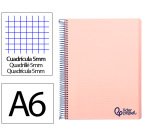 Cuaderno espiral liderpapel a6 micro wonder tapa plastico 120h 90 gr cuadro 5mm 4 bandas color rosa