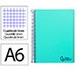 Cuaderno espiral liderpapel a6 micro wonder tapa plastico 120h 90 gr cuadro 5mm 4 bandascolor verde pastel turquesa