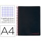 Cuaderno espiral liderpapel a4 micro wonder tapa plastico 120h 90 gr cuadro 5mm 5 bandas 4 taladros color negro