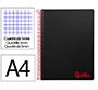 Cuaderno espiral liderpapel a4 micro wonder tapa plastico 120h 90 gr cuadro 5mm 5 bandas 4 taladros color negro