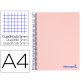 Cuaderno espiral liderpapel a4 micro wonder tapa plastico 120h 90 gr cuadro 5mm 5 bandas 4 taladros color rosa